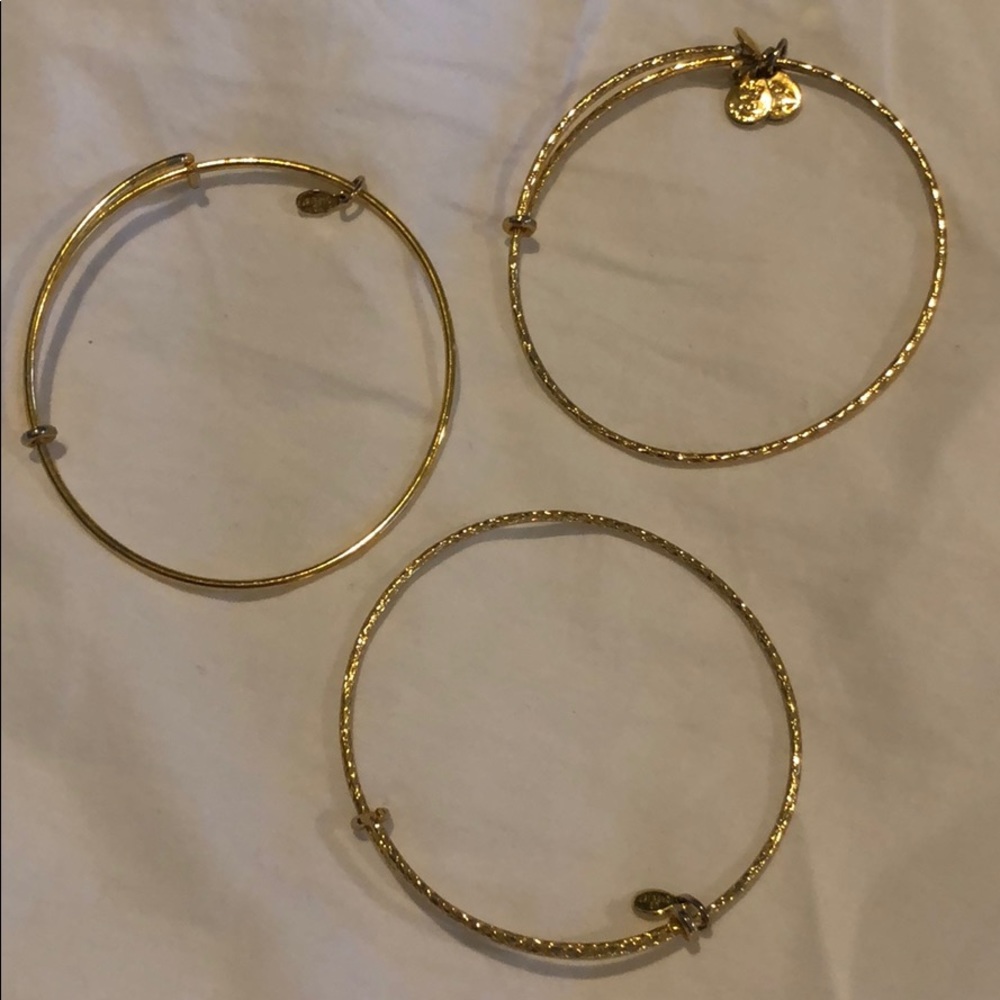14k Gold plated Alex and Ani Bangle Set
